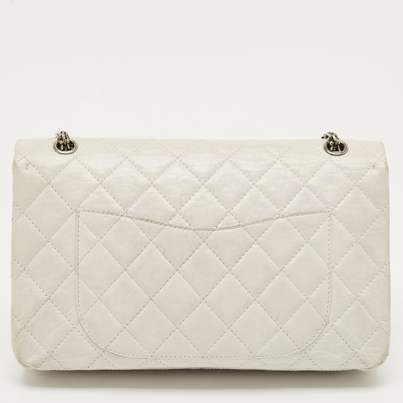 CHANEL White Quilted Aged Leather Reissue 2.55 Classic 227 Flap Bag - Picture 4 of 12